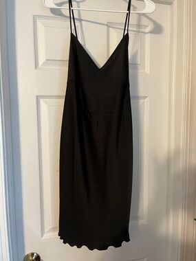H&M Black Midi Slip Dress with Delicate Straps